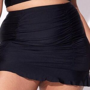 Torrid Black Retro Ruched High Waist Swim Skirt With Attached Brief Plus Size 2X